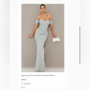 Bridesmaid corset style evening gown. Sage Green/ size 6